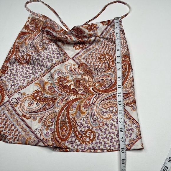 Bishop + Young Cami Tank Top Satin Drape Neck Y2K Paisley Summer Boho Geometric - Picture 8 of 14